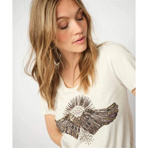 Mos Mosh Nadine O-SS Deco T-shirt, Ecru 